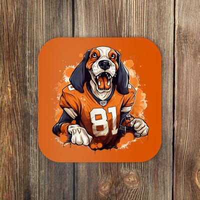 Smokey Coonhound Dog Tennessee Orange Football Game Day Coaster