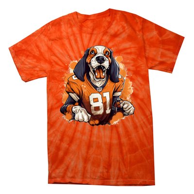 Smokey Coonhound Dog Tennessee Orange Football Game Day Tie-Dye T-Shirt