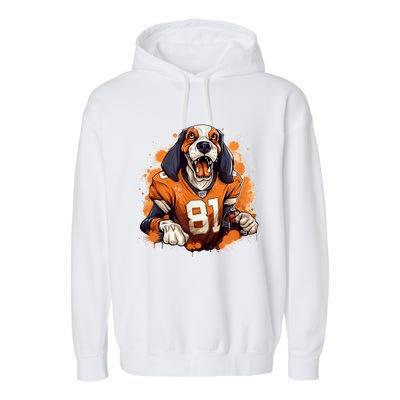 Smokey Coonhound Dog Tennessee Orange Football Game Day Garment-Dyed Fleece Hoodie