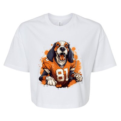 Smokey Coonhound Dog Tennessee Orange Football Game Day Bella+Canvas Jersey Crop Tee