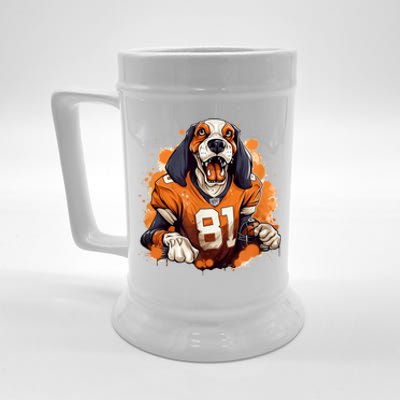 Smokey Coonhound Dog Tennessee Orange Football Game Day Beer Stein