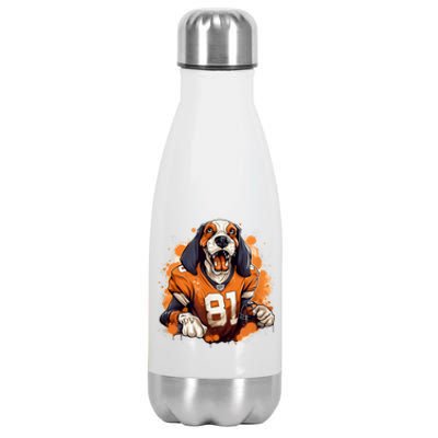 Smokey Coonhound Dog Tennessee Orange Football Game Day Stainless Steel Insulated Water Bottle