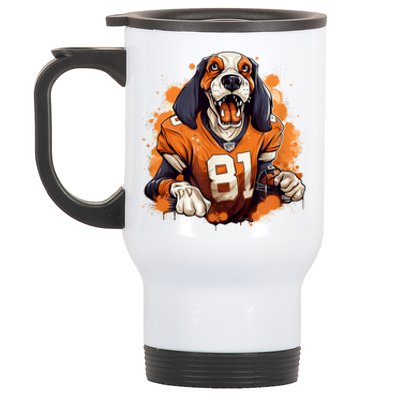 Smokey Coonhound Dog Tennessee Orange Football Game Day Stainless Steel Travel Mug