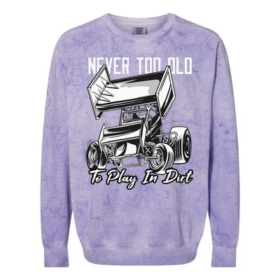 SPRINT CAR DIRT TRACK RACING Play In Dirt Colorblast Crewneck Sweatshirt