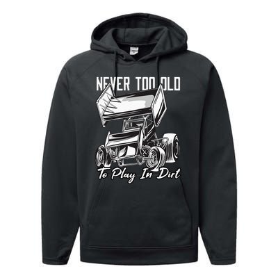 SPRINT CAR DIRT TRACK RACING Play In Dirt Performance Fleece Hoodie