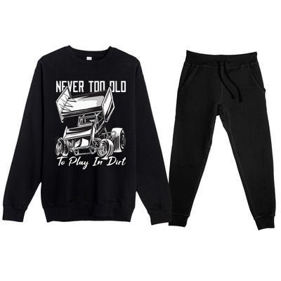 SPRINT CAR DIRT TRACK RACING Play In Dirt Premium Crewneck Sweatsuit Set