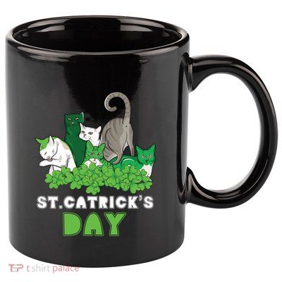 St Catricks Day Irish Cat Lover St Patricks Gift 11oz C Handle Ceramic Mug