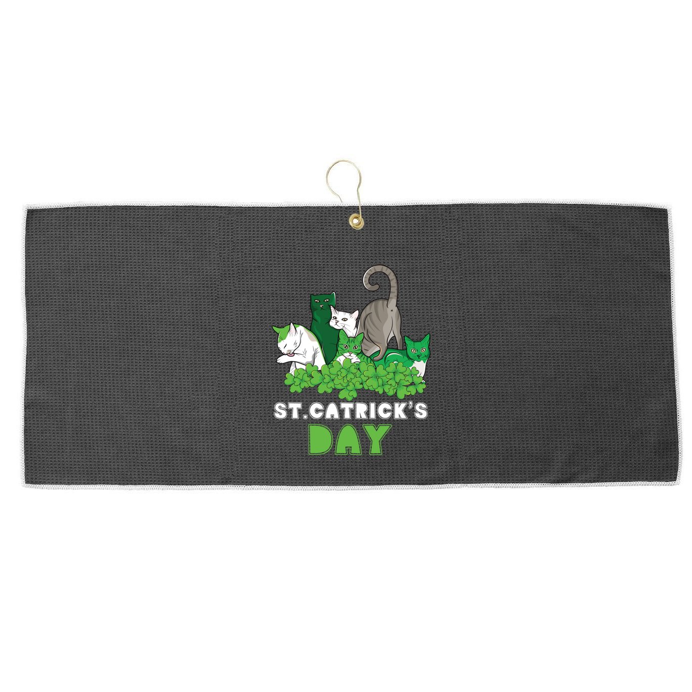 St Catricks Day Irish Cat Lover St Patricks Gift Large Microfiber Waffle Golf Towel