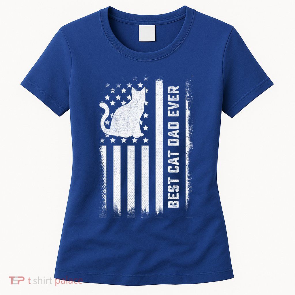 S Cat Dad Us Flag Kitty Daddy Dad Christmas Fathers Day Gift Women's T-Shirt
