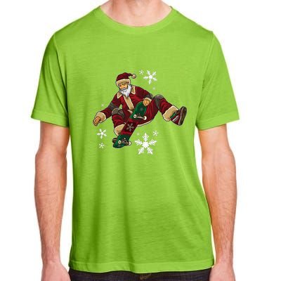 Santa Claus Does Tricks On A Skateboard Skate Xmas Adult ChromaSoft Performance T-Shirt