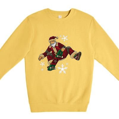 Santa Claus Does Tricks On A Skateboard Skate Xmas Premium Crewneck Sweatshirt