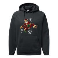 Santa Claus Does Tricks On A Skateboard Skate Xmas Performance Fleece Hoodie