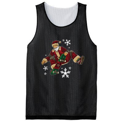 Santa Claus Does Tricks On A Skateboard Skate Xmas Mesh Reversible Basketball Jersey Tank