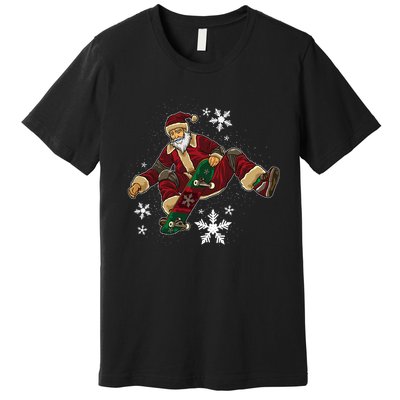 Santa Claus Does Tricks On A Skateboard Skate Xmas Premium T-Shirt