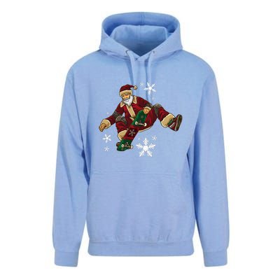 Santa Claus Does Tricks On A Skateboard Skate Xmas Unisex Surf Hoodie