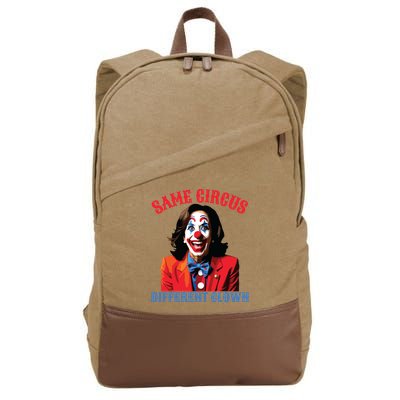 Same Circus Different Clown Funny Kamala Clown 2024 Cotton Canvas Backpack