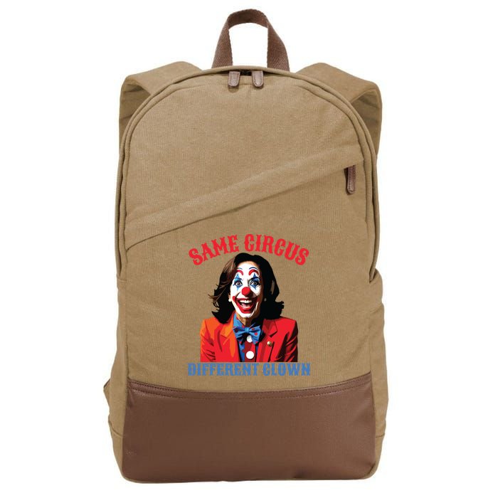 Same Circus Different Clown Funny Kamala Clown 2024 Cotton Canvas Backpack