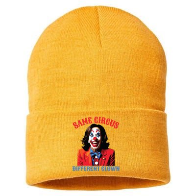 Same Circus Different Clown Funny Kamala Clown 2024 Sustainable Knit Beanie
