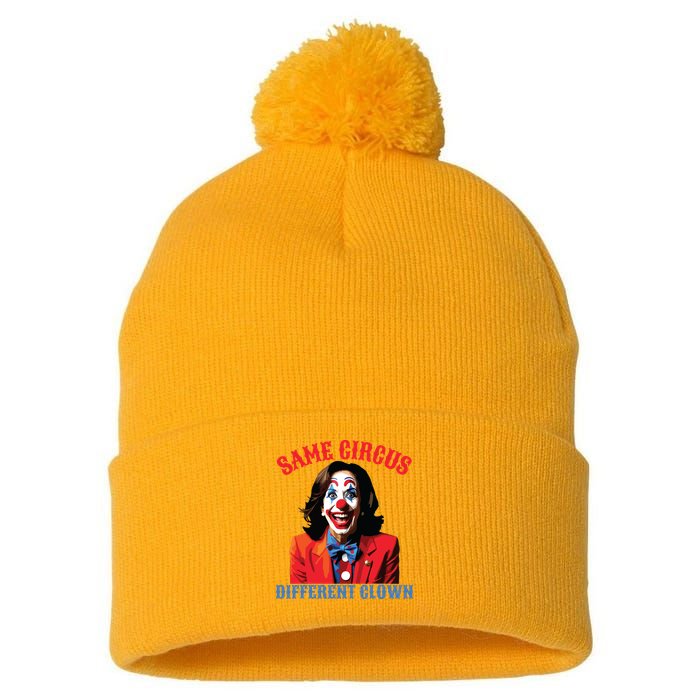 Same Circus Different Clown Funny Kamala Clown 2024 Pom Pom 12in Knit Beanie