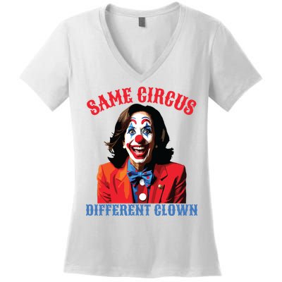 Same Circus Different Clown Funny Kamala Clown 2024 Women's V-Neck T-Shirt