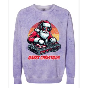 Santa Claus Dj Merry Christmas Music Lover Xmas Holiday Funny Gift Colorblast Crewneck Sweatshirt