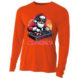 Santa Claus Dj Merry Christmas Music Lover Xmas Holiday Funny Gift Cooling Performance Long Sleeve Crew