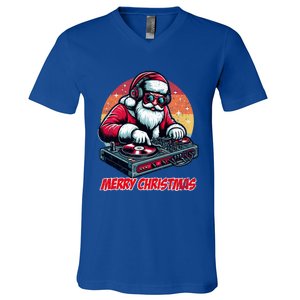 Santa Claus Dj Merry Christmas Music Lover Xmas Holiday Funny Gift V-Neck T-Shirt