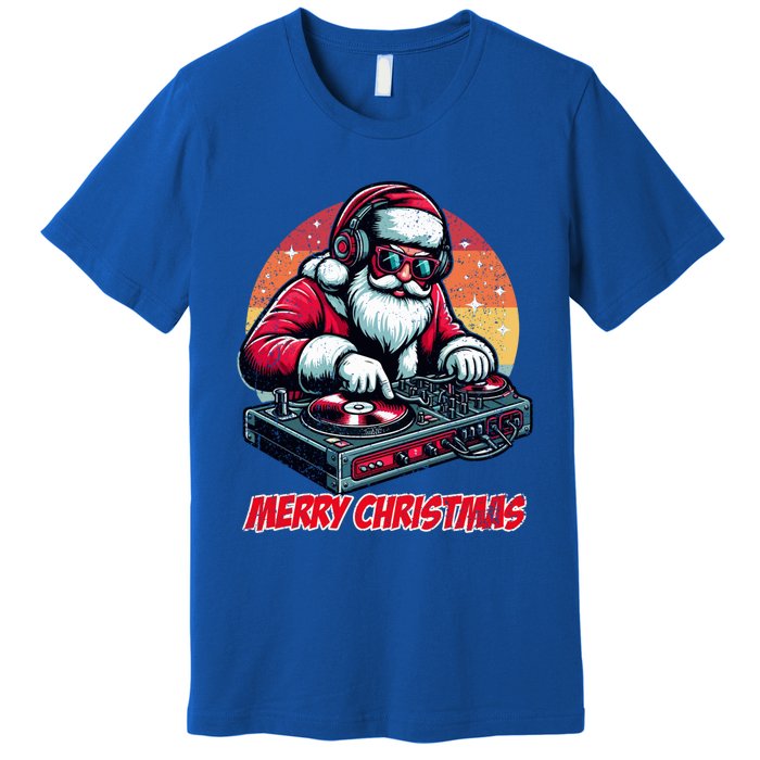 Santa Claus Dj Merry Christmas Music Lover Xmas Holiday Funny Gift Premium T-Shirt