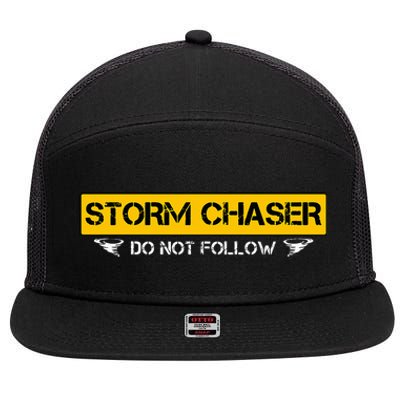 Storm Chaser Do Not Follow Storm Chasing Tornado 7 Panel Mesh Trucker Snapback Hat