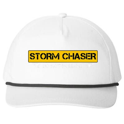 Storm Chaser Do Not Follow Storm Chasing Tornado Snapback Five-Panel Rope Hat