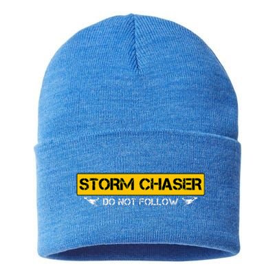 Storm Chaser Do Not Follow Storm Chasing Tornado Sustainable Knit Beanie