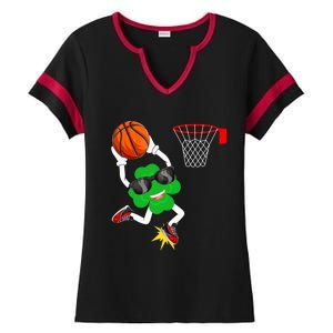 Shamrock Clover Dunking Basketball St Patrick's Day Gift Ladies Halftime Notch Neck Tee