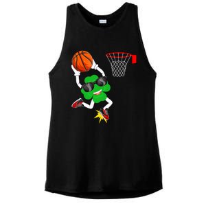 Shamrock Clover Dunking Basketball St Patrick's Day Gift Ladies PosiCharge Tri-Blend Wicking Tank