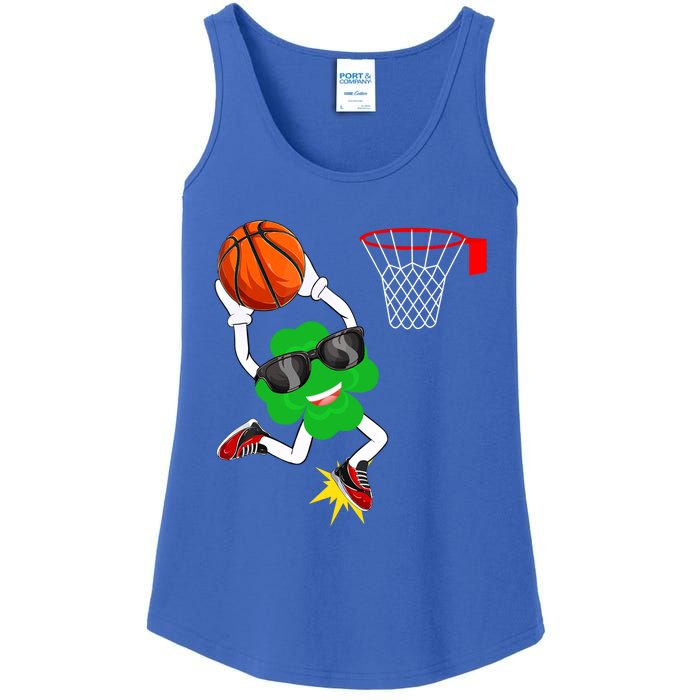 Shamrock Clover Dunking Basketball St Patrick's Day Gift Ladies Essential Tank