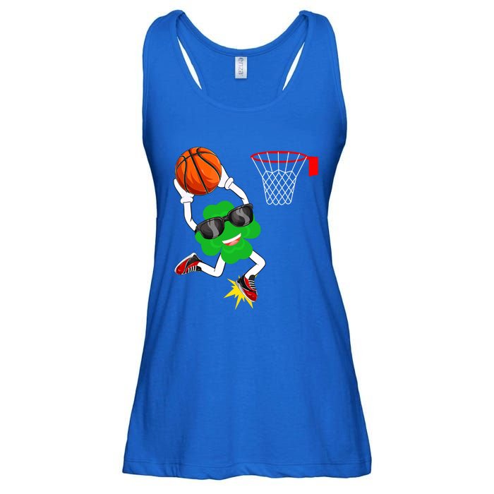 Shamrock Clover Dunking Basketball St Patrick's Day Gift Ladies Essential Flowy Tank