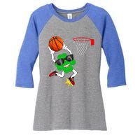 Shamrock Clover Dunking Basketball St Patrick's Day Gift Women's Tri-Blend 3/4-Sleeve Raglan Shirt