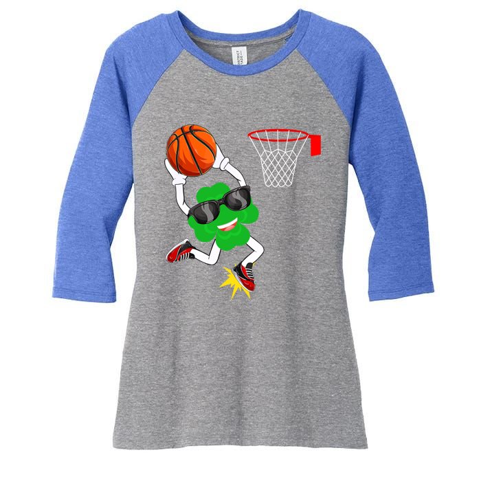 Shamrock Clover Dunking Basketball St Patrick's Day Gift Women's Tri-Blend 3/4-Sleeve Raglan Shirt