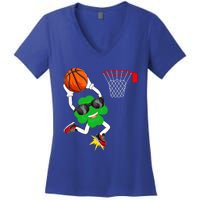 Shamrock Clover Dunking Basketball St Patrick's Day Gift Women's V-Neck T-Shirt