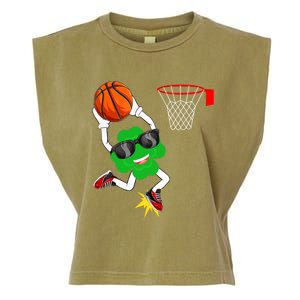 Shamrock Clover Dunking Basketball St Patrick's Day Gift Garment-Dyed Women's Muscle Tee