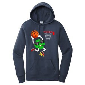 Shamrock Clover Dunking Basketball St Patrick's Day Gift Women's Pullover Hoodie