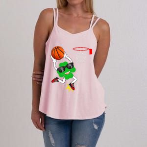 Shamrock Clover Dunking Basketball St Patrick's Day Gift Women's Strappy Tank