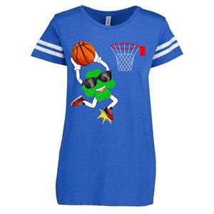 Shamrock Clover Dunking Basketball St Patrick's Day Gift Enza Ladies Jersey Football T-Shirt