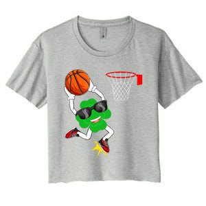 Shamrock Clover Dunking Basketball St Patrick's Day Gift Women's Crop Top Tee