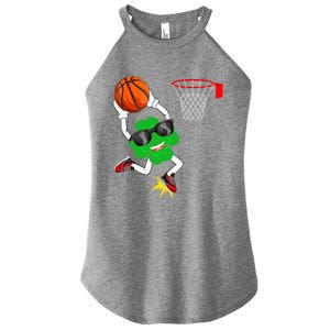 Shamrock Clover Dunking Basketball St Patrick's Day Gift Women's Perfect Tri Rocker Tank