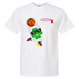 Shamrock Clover Dunking Basketball St Patrick's Day Gift Garment-Dyed Heavyweight T-Shirt