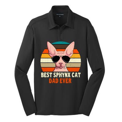 Sphynx Cat Dad Owner Breeder Hairless Pet Lover FatherS Day Silk Touch Performance Long Sleeve Polo