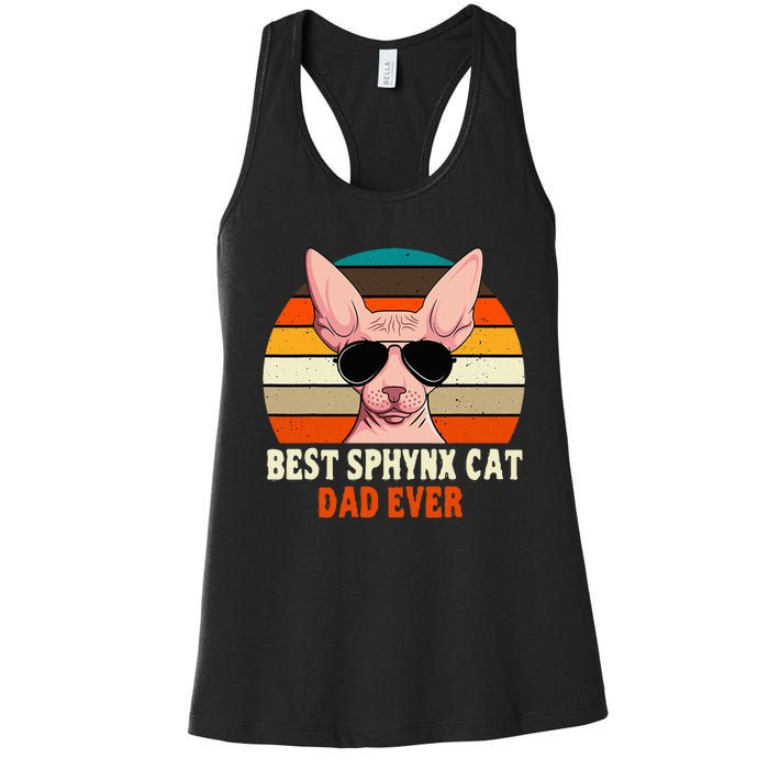 Sphynx Cat Dad Owner Breeder Hairless Pet Lover FatherS Day Women's Racerback Tank