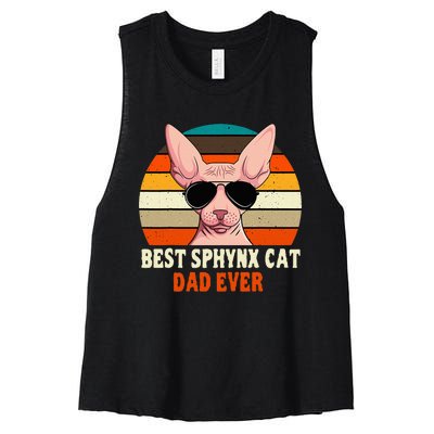 Sphynx Cat Dad Owner Breeder Hairless Pet Lover FatherS Day Women's Racerback Cropped Tank