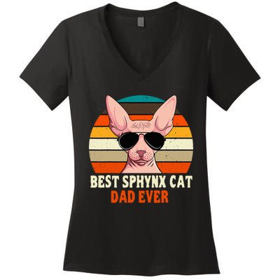 Sphynx Cat Dad Owner Breeder Hairless Pet Lover FatherS Day Women's V-Neck T-Shirt