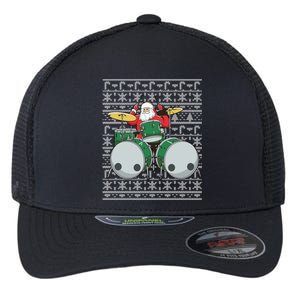 Santa Claus Drummer Drums Percussionist Percussion Christmas Gift Flexfit Unipanel Trucker Cap